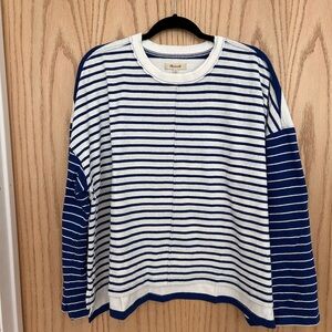 Madewell Blue and White Stripe Long Sleeve Tee